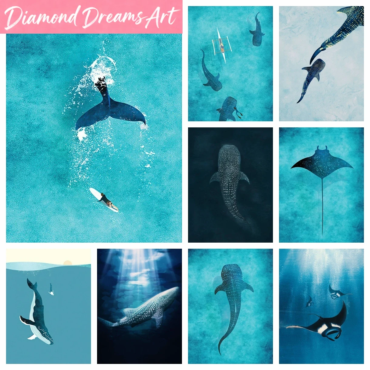 Embroidery Whale - Frameless，Diamond Art Painting Stitch 5D DIY