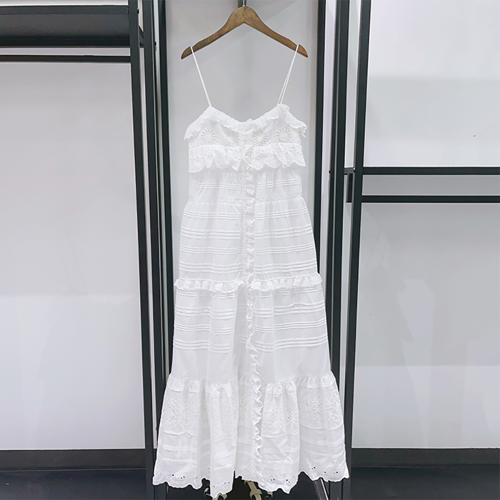 Embroidery Eyelet - 2026 Summer 100% Cotton Spaghetti Strap