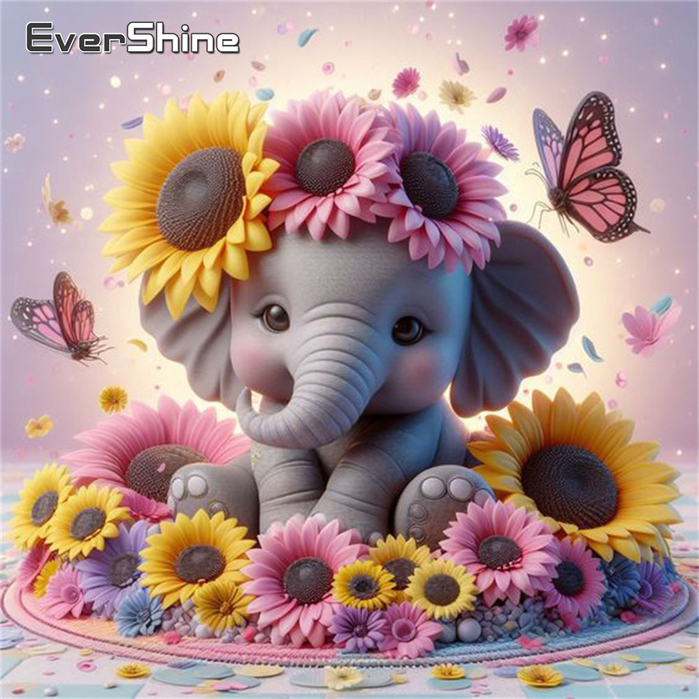 Embroidery Handicraft - Evershine Elephant Diamond Painting Animal Cross