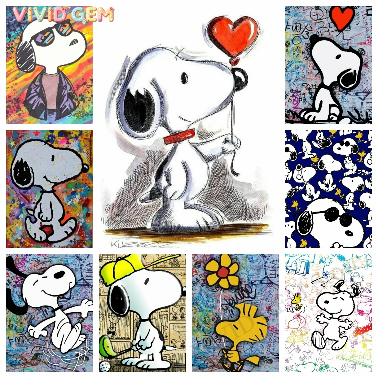 Embroidery Motif - VIVID GEM Kawaii Graffiti Snoopy Cartoon