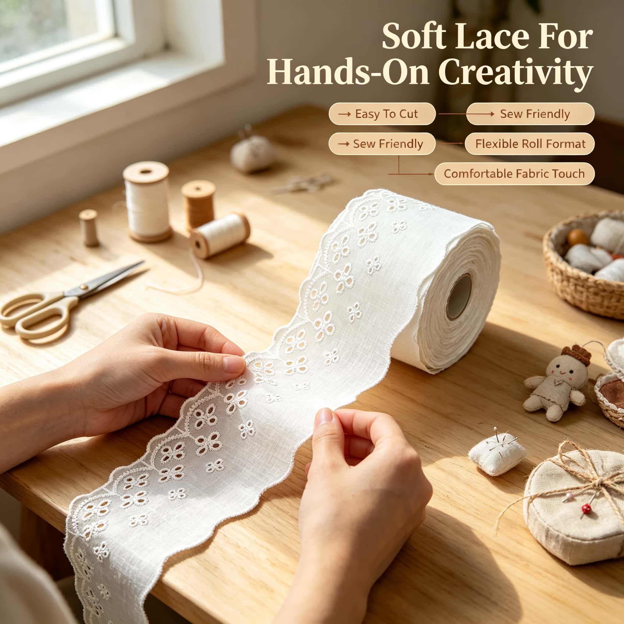 7.5cm Cotton Eyelet Lace Trim  - огляд і ціна Embroidery Eyelet