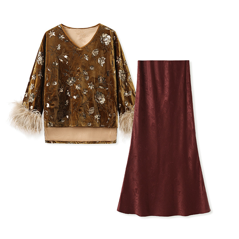 2025 Winter Feather Cuff Blous - огляд і ціна Embroidery Blouse