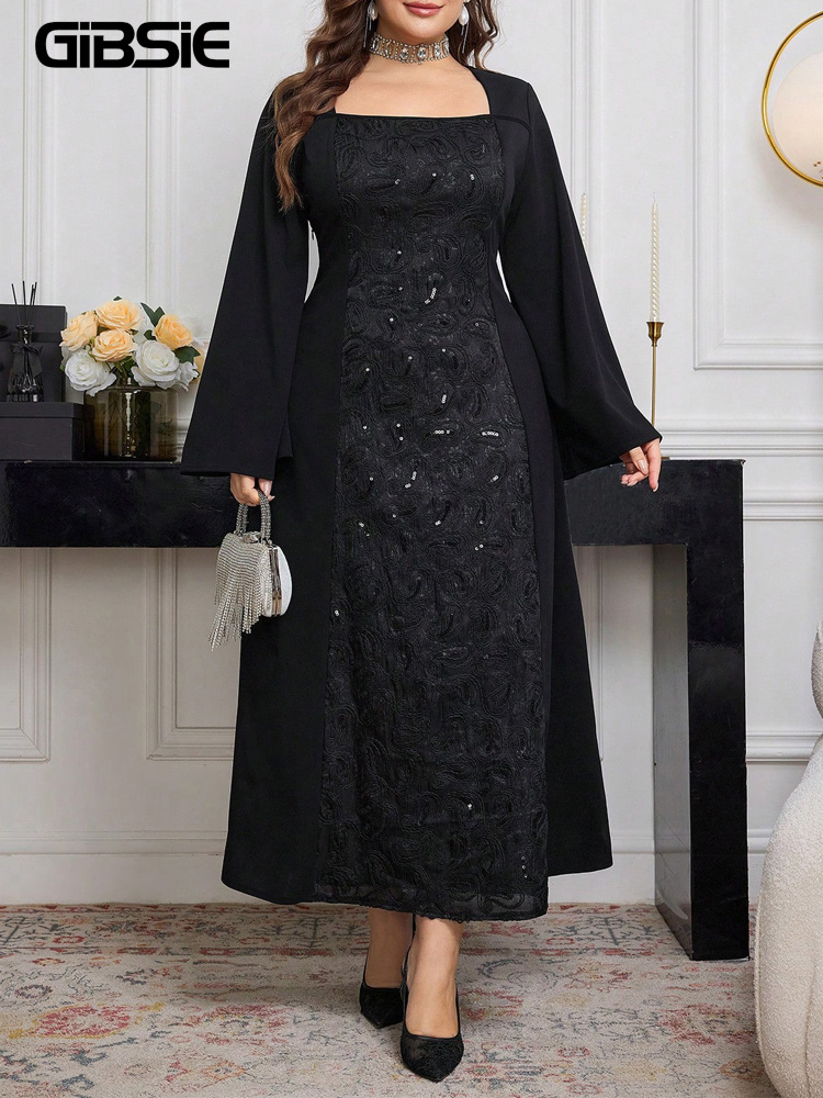 GIBSIE Plus Size Black Long Sl - огляд і ціна Embroidery Motif