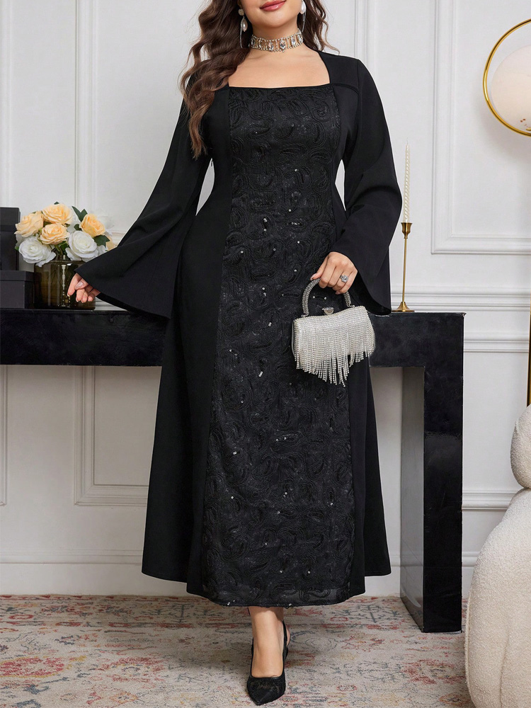 GIBSIE Plus Size Black Long Sl - огляд і ціна Embroidery Motif