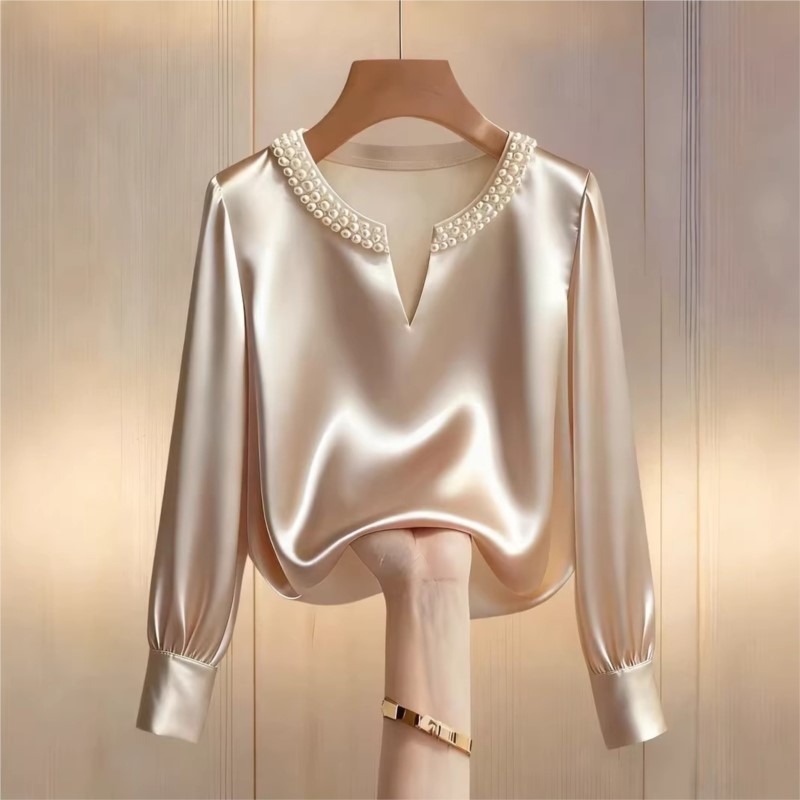 Elegant French Style Satin Pea - огляд і ціна Embroidery Blouse