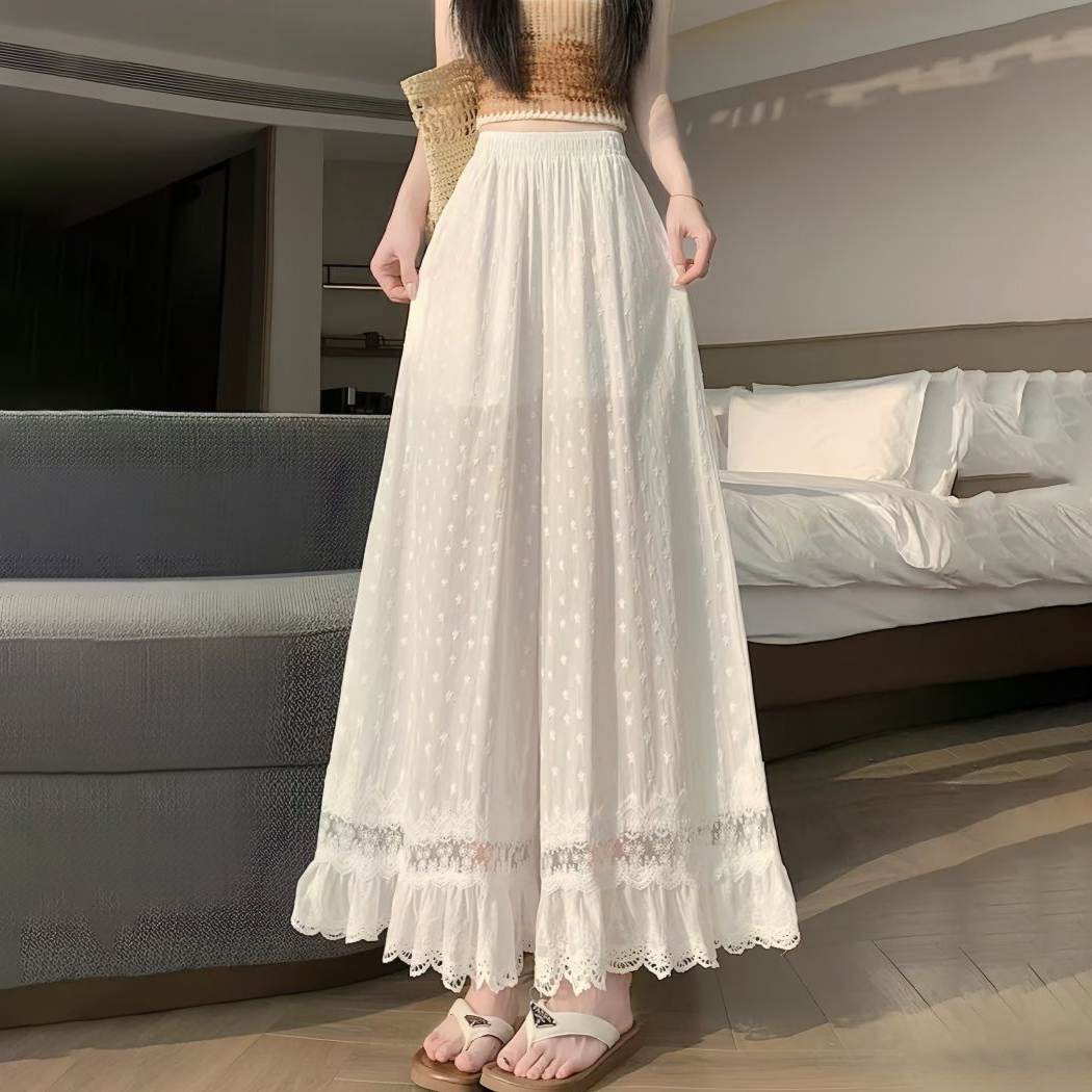 Women White Elastic High Waist - огляд і ціна Embroidery Eyelet