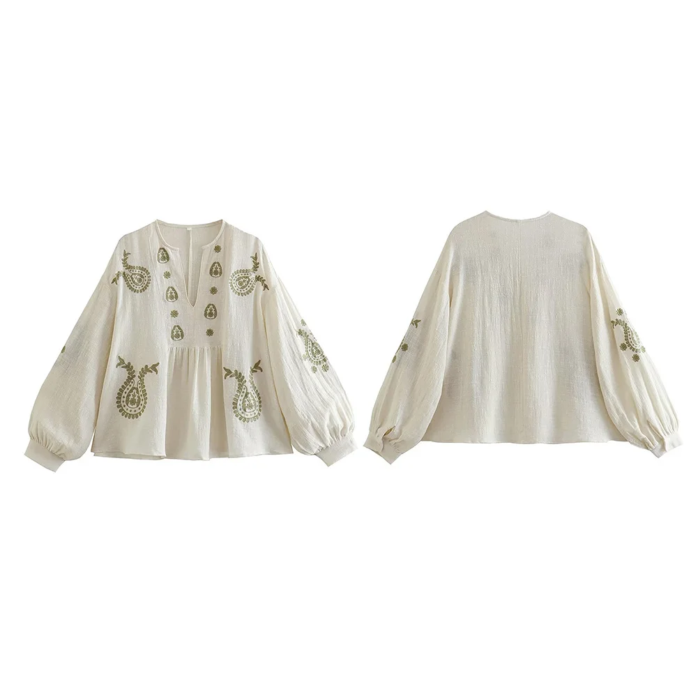 Womens New Loose Cotton Embroi - огляд і ціна Embroidery Blouse