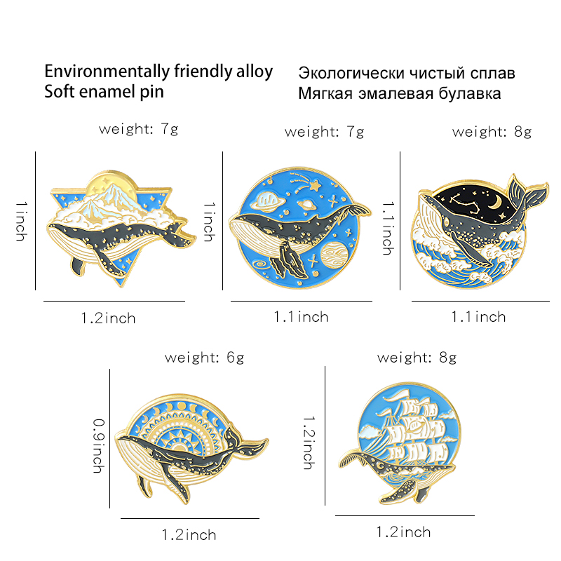 Ocean Animal Enamel Pins Whale - огляд і ціна Embroidery Whale