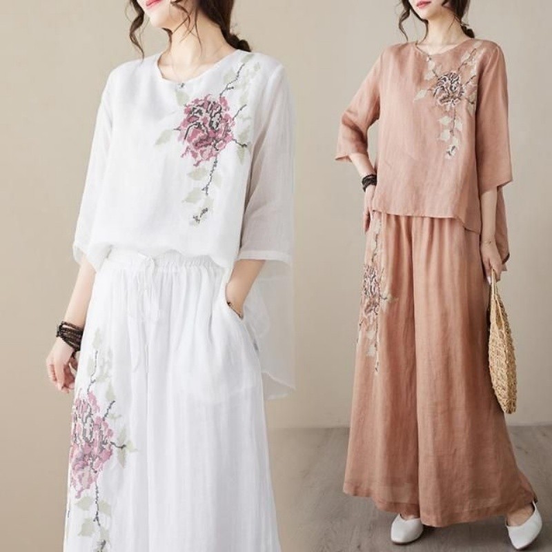 Linen Cotton Two Piece Set Wom - огляд і ціна Embroidery Class