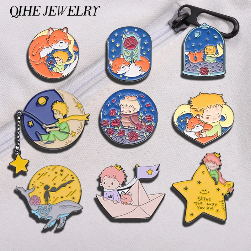 Boy and Fox Rose Enamel Pins C - огляд і ціна Embroidery Whale