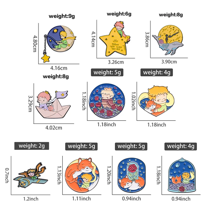 Boy and Fox Rose Enamel Pins C - огляд і ціна Embroidery Whale