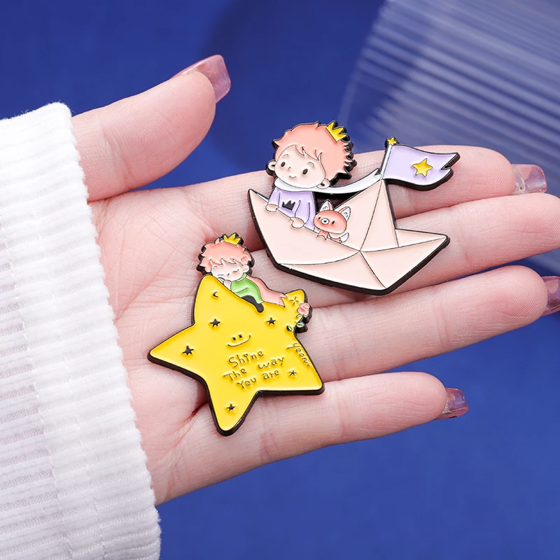 Boy and Fox Rose Enamel Pins C - огляд і ціна Embroidery Whale