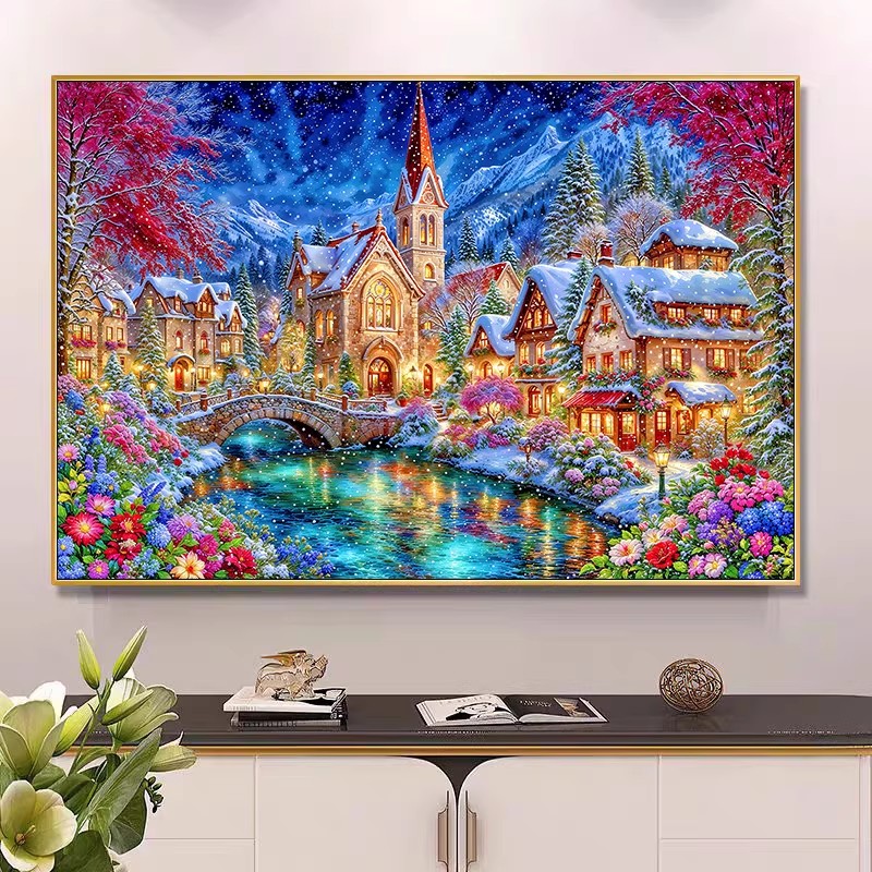 9ct 100x75cm Winter Church Emb - огляд і ціна Embroidery Cross Stitch Patterns
