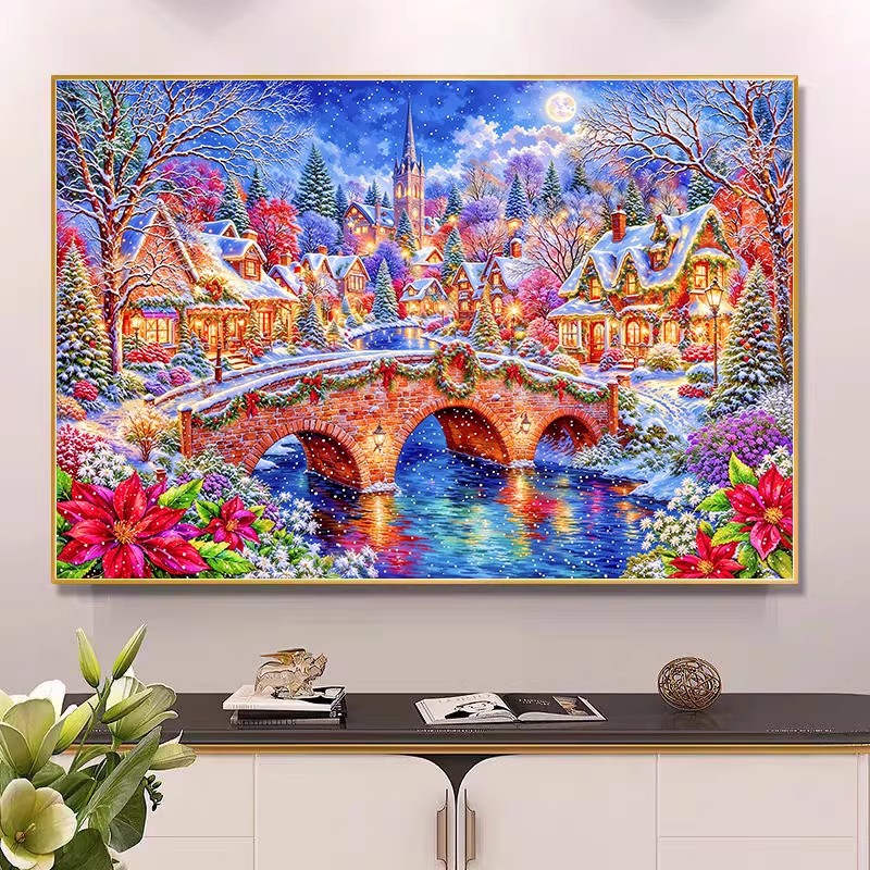 9ct 100x75cm Winter Church Emb - огляд і ціна Embroidery Cross Stitch Patterns