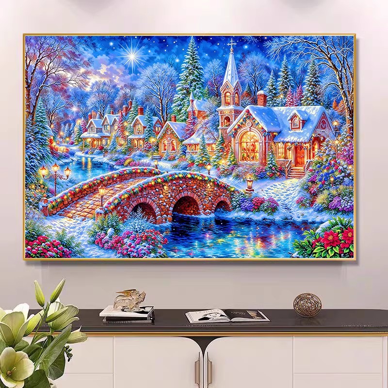 9ct 100x75cm Winter Church Emb - огляд і ціна Embroidery Cross Stitch Patterns