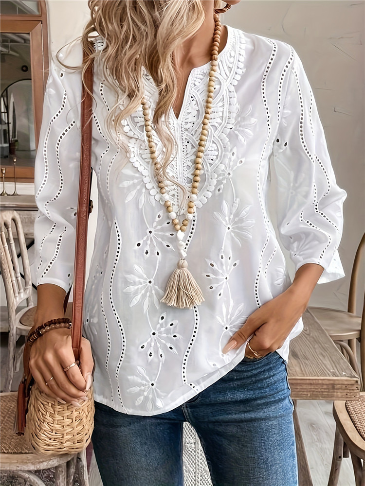 Women's White Shirt Summer Top - огляд і ціна Embroidery Blouse